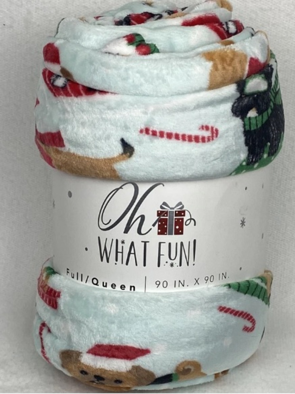 OH WHAT FUN dogs Sledding Christmas Holidays motif Blanket 90x90 Full/Queen